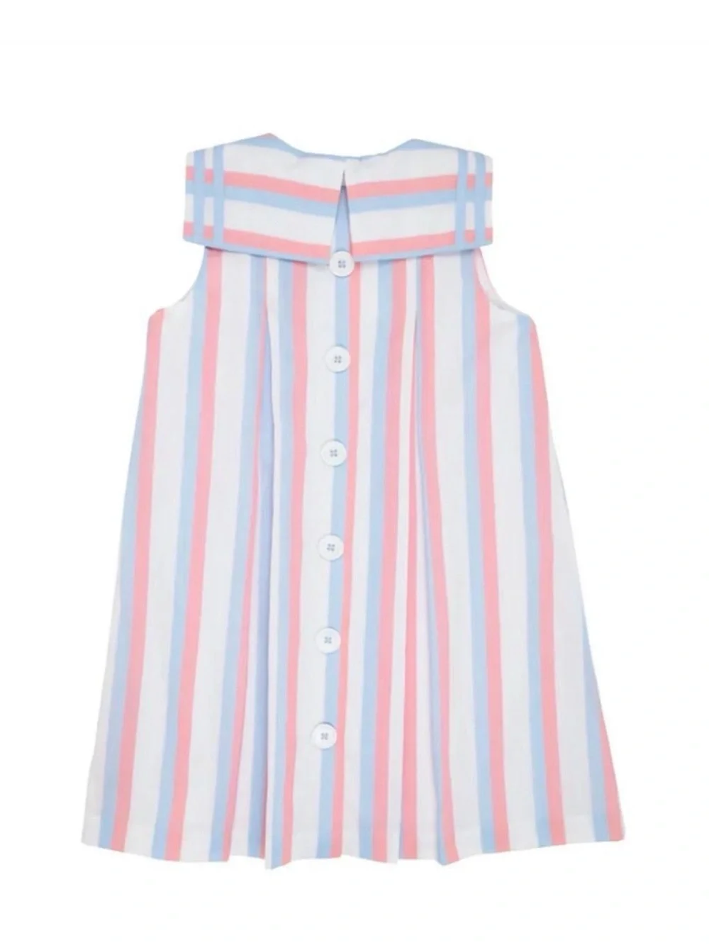 Striped Pink & Blue Bow-Front Girls Sailor Dress